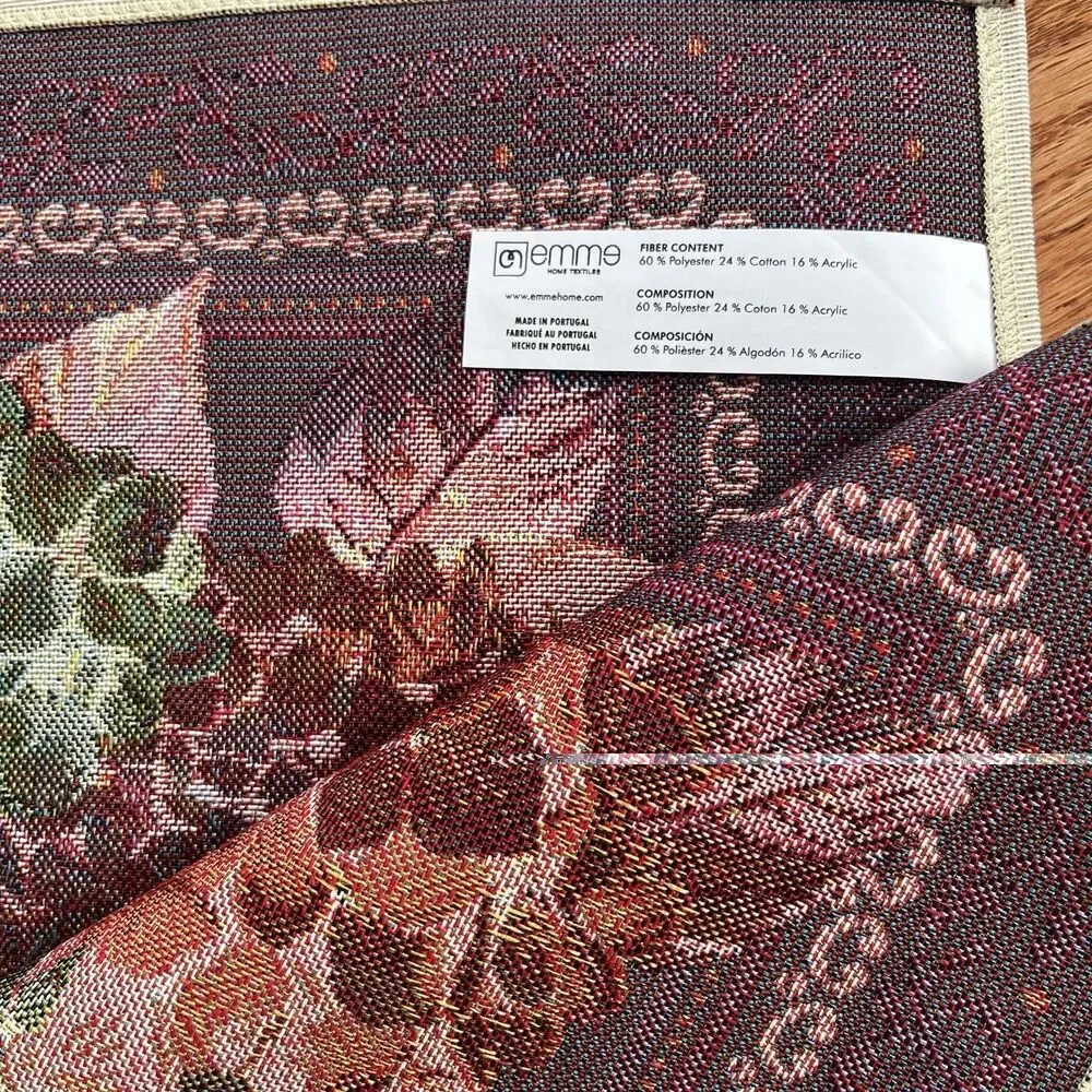 NWT EMME Jacquard Gobelin Tapestry Table Runner Floral Hydrangea Cottage